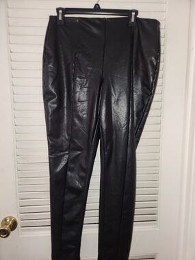 one 5 one Black Faux Leather Leggings